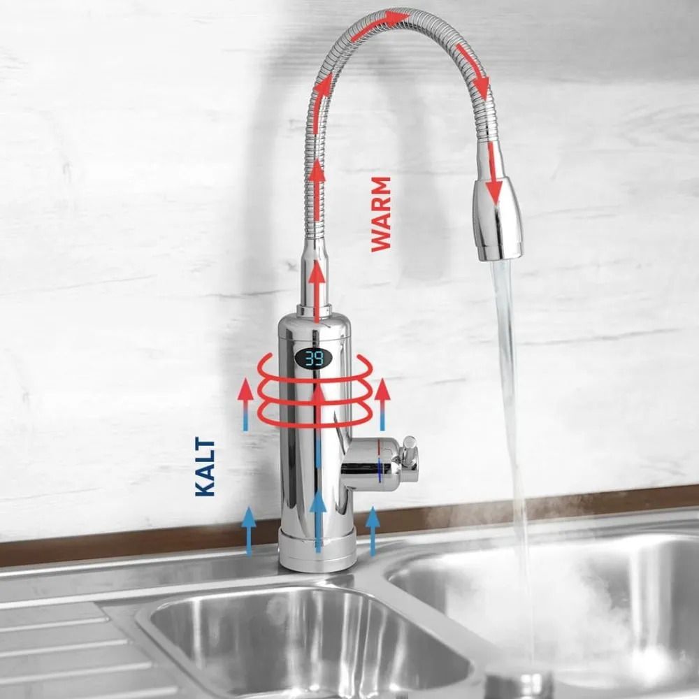 Aquadon Smarte Haushaltshelfer|Heizen-SmartHeater Flex-Head Wasserhahn mit integriertem Durchlauferhitzer