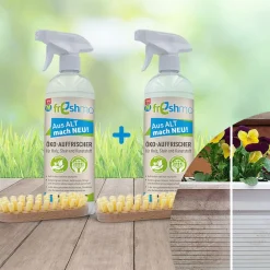 Keine Heimwerken|Garten-Freshmo Outdoor-Reiniger inkl. Reinigungsbürsten 750ml+750ml GRATIS