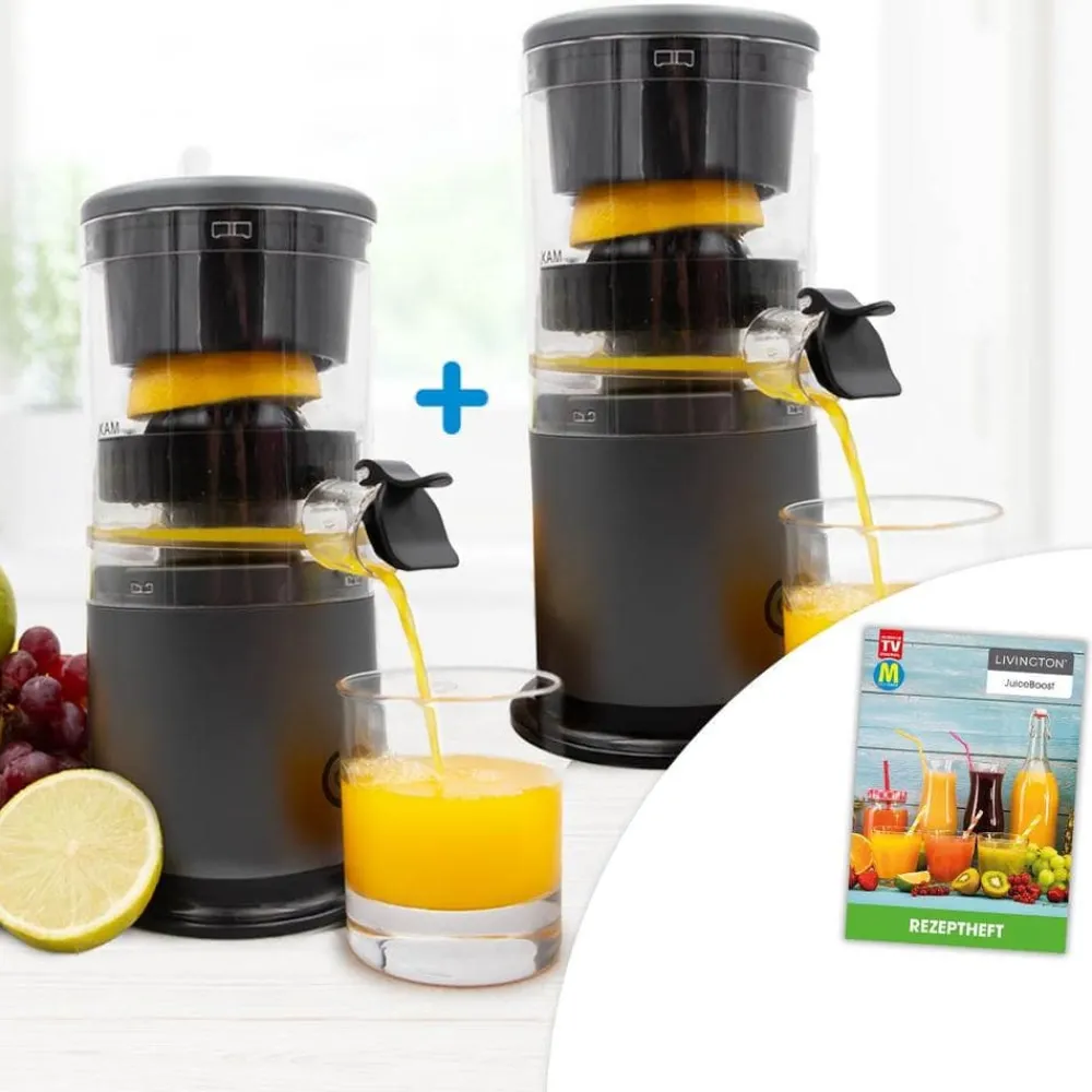 Livington Küchengeräte-JuiceBoost kabelloser Entsafter Sparset 2 Stk. inkl. Rezeptheft GRATIS