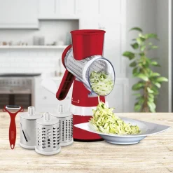 Mediashop.tv Zerkleinerer, Hobel, Reiben, Raspeln-Livington Sumo Slicer 3in1 Trommelreibe rot