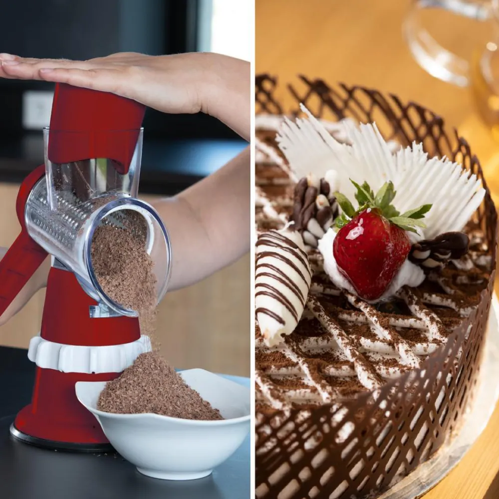 Mediashop.tv Zerkleinerer, Hobel, Reiben, Raspeln-Livington Sumo Slicer 3in1 Trommelreibe rot