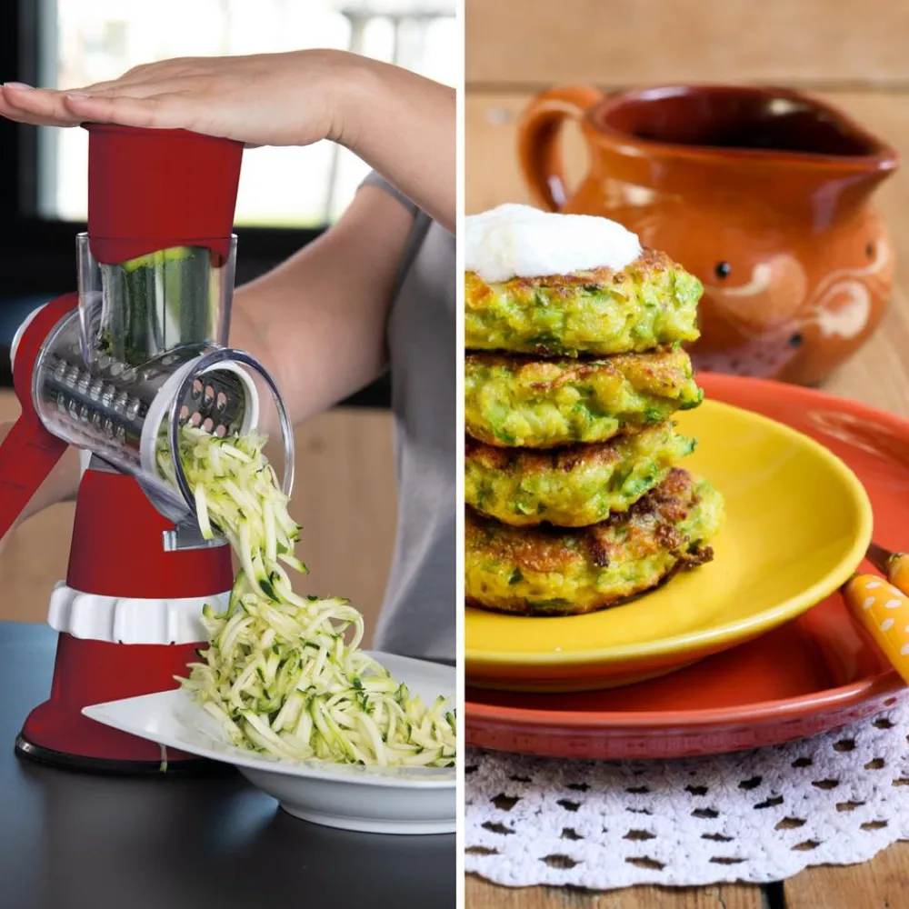 Mediashop.tv Zerkleinerer, Hobel, Reiben, Raspeln-Livington Sumo Slicer 3in1 Trommelreibe rot