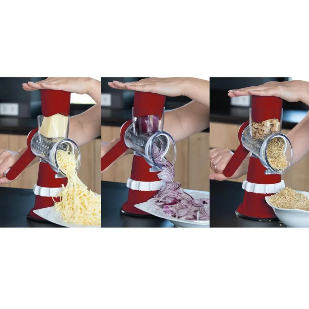 Mediashop.tv Zerkleinerer, Hobel, Reiben, Raspeln-Livington Sumo Slicer 3in1 Trommelreibe rot