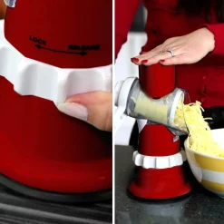 Mediashop.tv Zerkleinerer, Hobel, Reiben, Raspeln-Livington Sumo Slicer 3in1 Trommelreibe rot