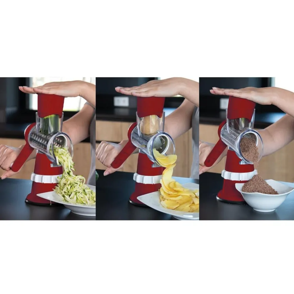 Mediashop.tv Zerkleinerer, Hobel, Reiben, Raspeln-Livington Sumo Slicer 3in1 Trommelreibe rot