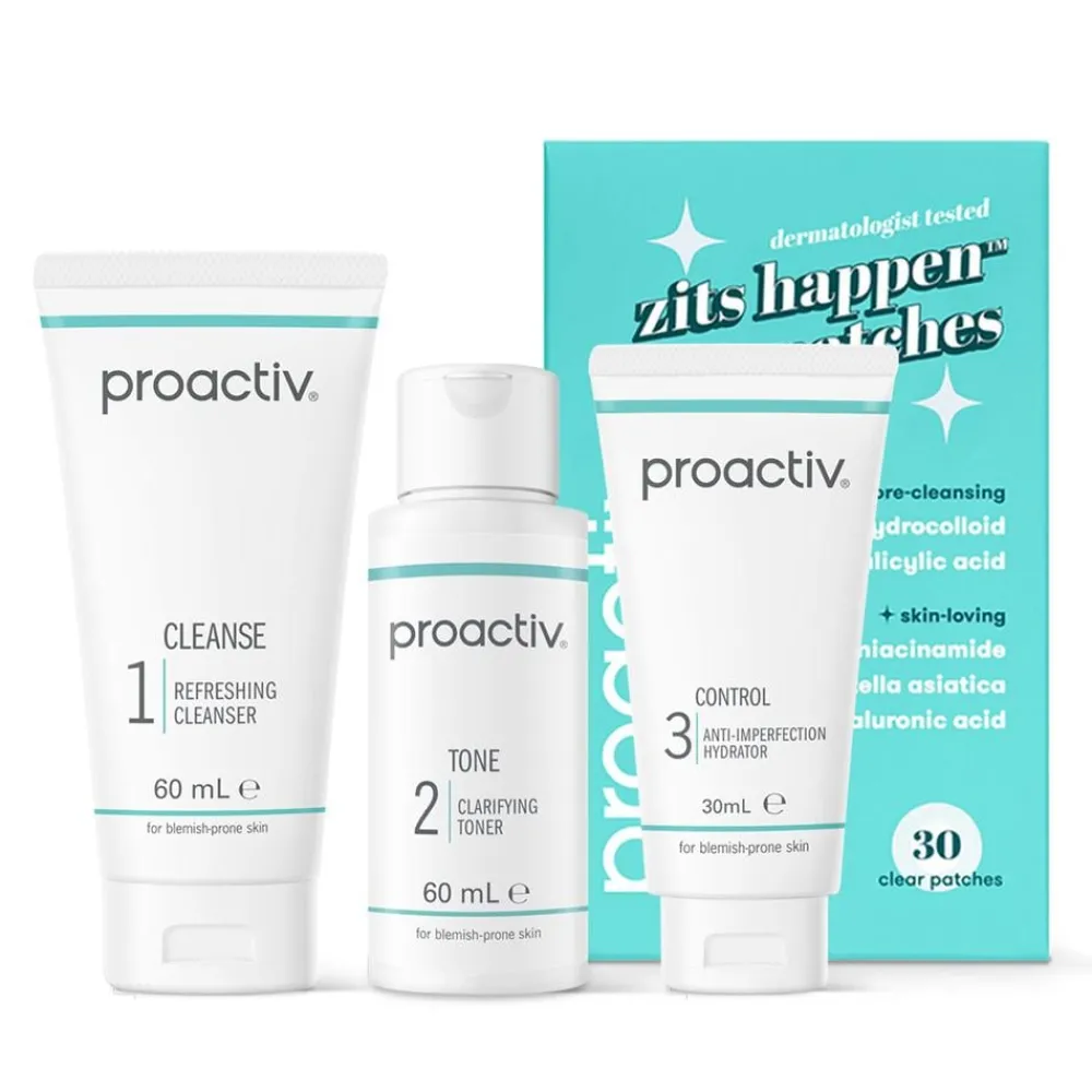 Proactiv Körperpflege & Hygiene|Kosmetik-Solution 30 Tage Routine 150 ml + 30 Zits Happen Patches