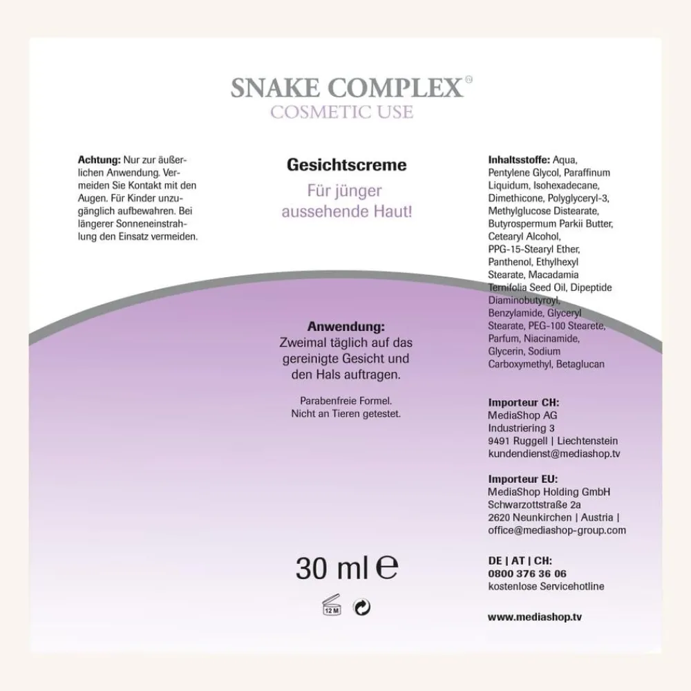 Mediashop.tv Kosmetik-Snake Complex Gesichtscreme 30 ml Doppelpack
